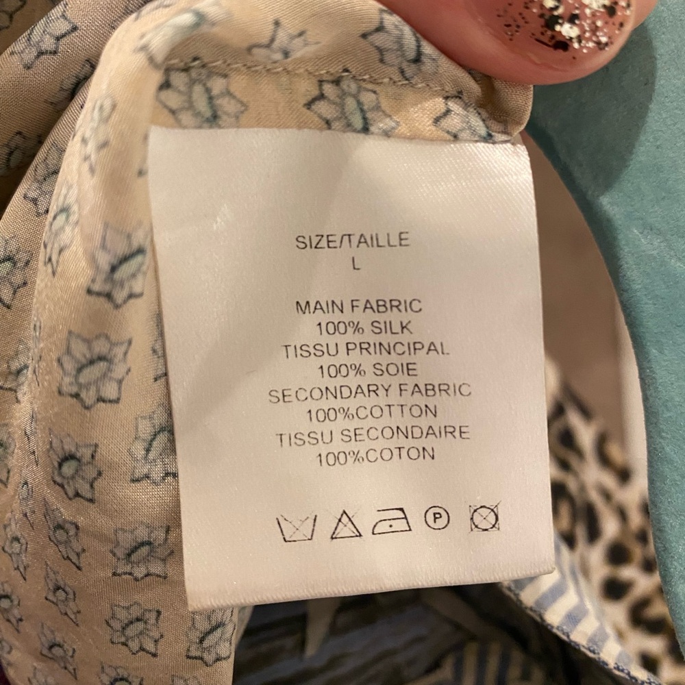Rare L.P.O. Laurence Maneo Anthropologie Ballerina Leopard Silk Button Down Top - Picture 5 of 11